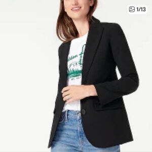 NWT J. Crew Black 1035 Tollegno Italian Wool Classic Blazer